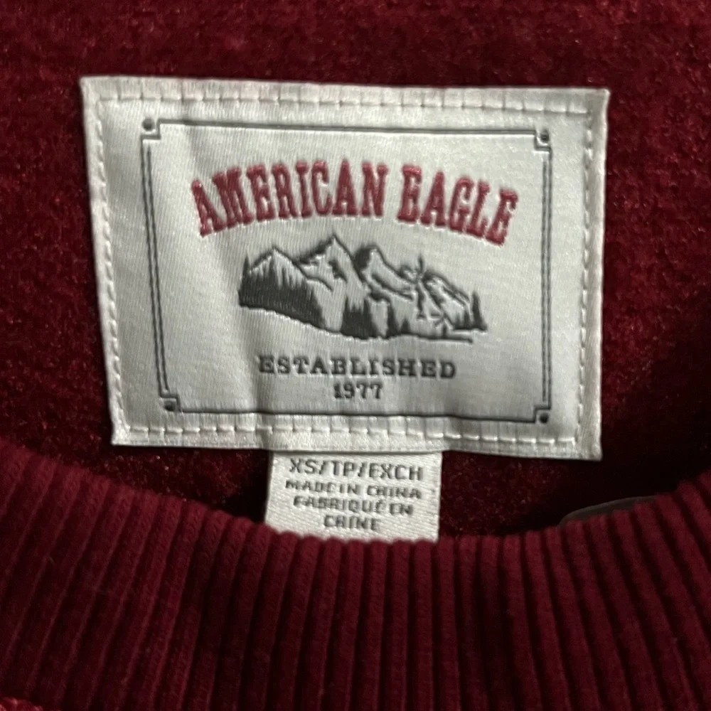 American Eagle Outfitters Burgundy Sherpa Fleece Pullover, OVERSIZED XS - Picture 2 of 7